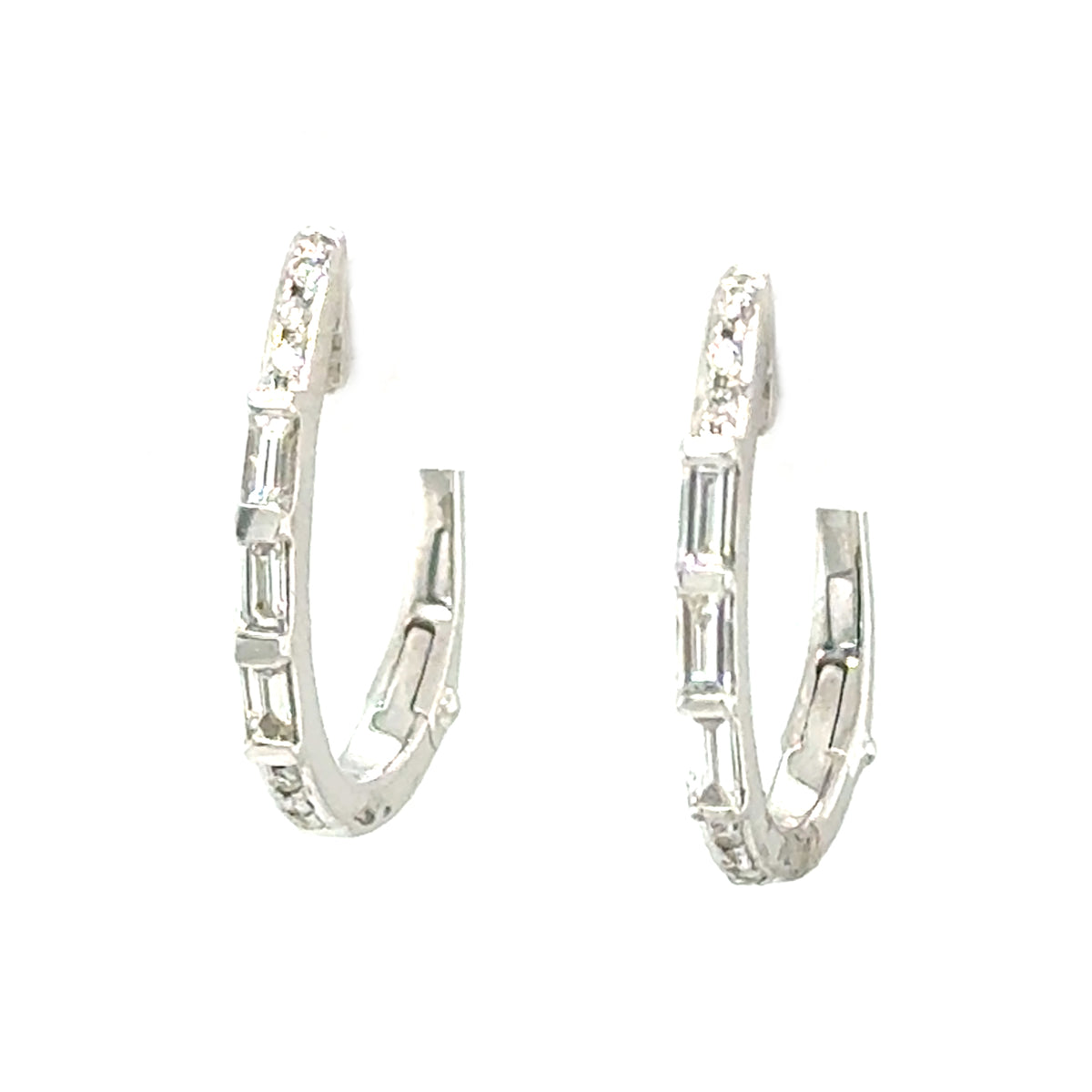 White 14 Karat Small Hoop Earrings