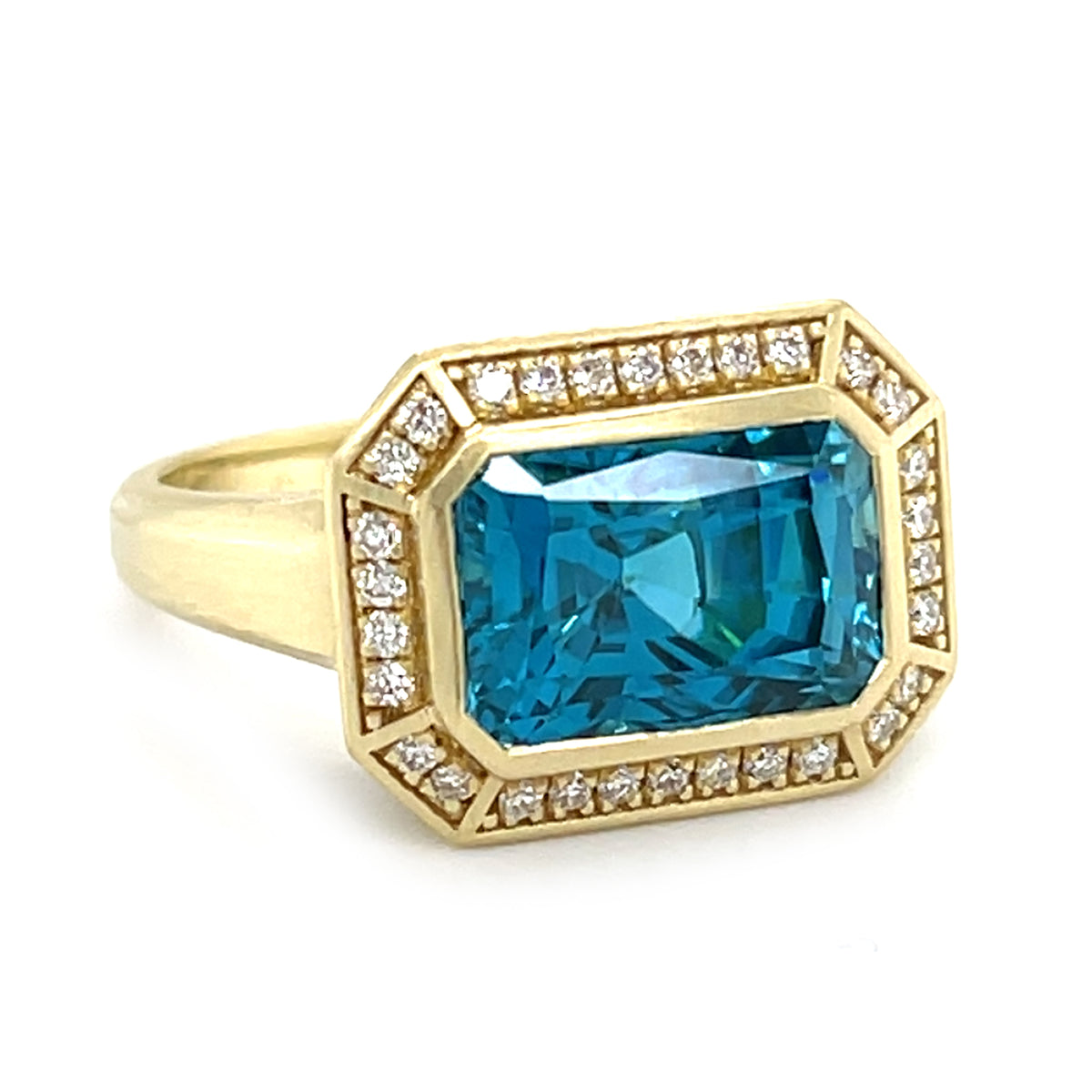 Blue Zircon 14 Karat Yellow Ring