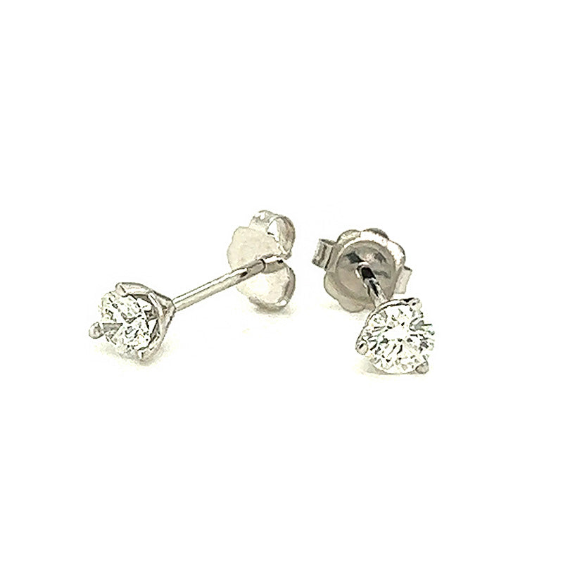 14k White Gold Diamond Stud Earrings, 0.40 Carats Total Weight