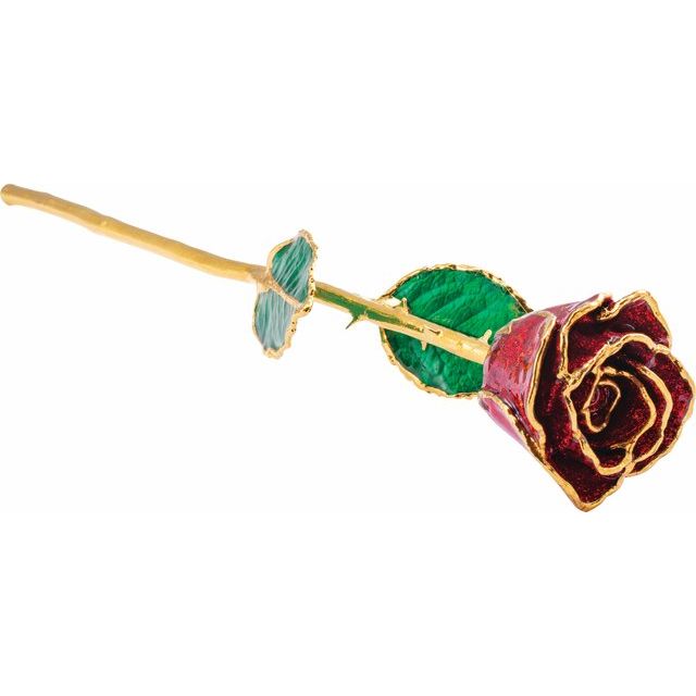 Ruby-Red Sparkle Rose with 24k Gold Trim