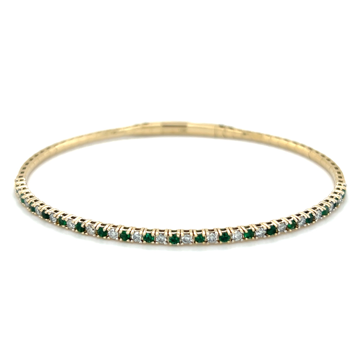 Emerald And Diamond Flex Bangle Bracelet