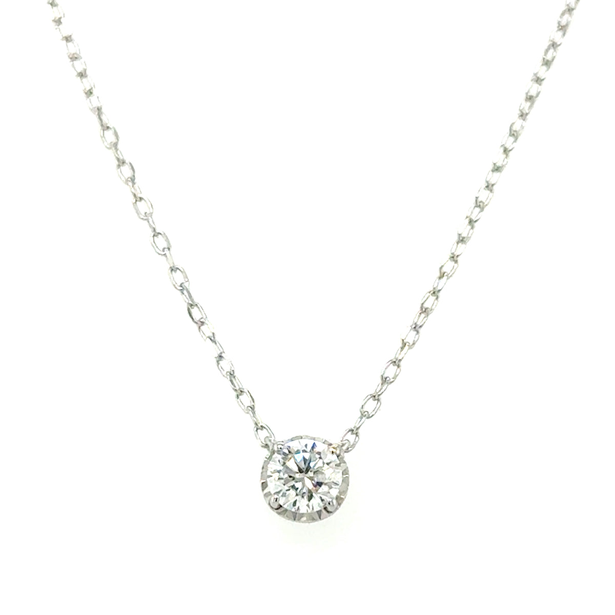 White Sterling Silver Lab Grown Drop Pendant