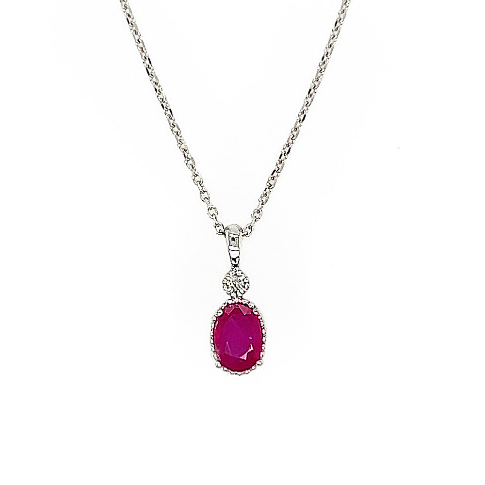Ruby and Diamond Pendant Necklace