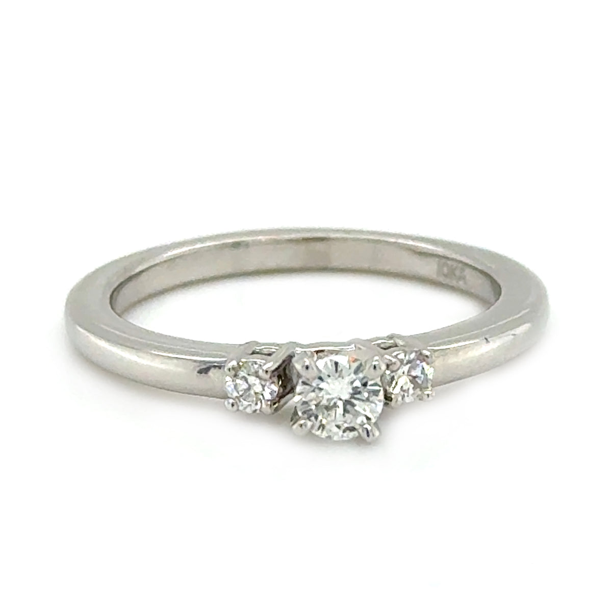 10k White Gold 3-Stone Diamond Engagement Ring