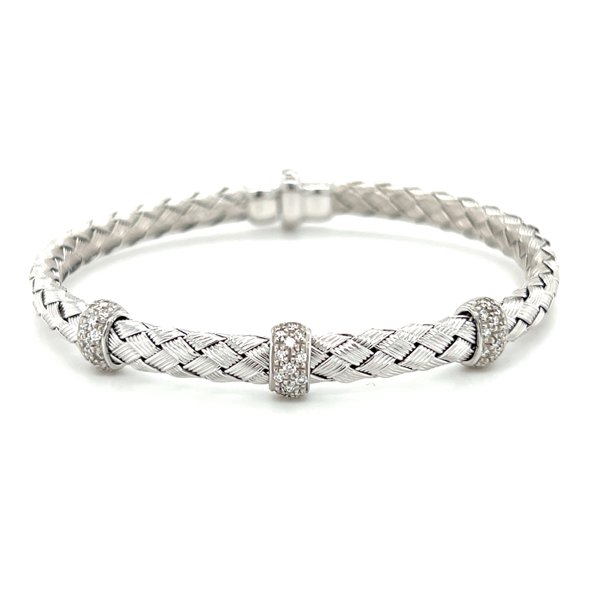 White 14 Karat Braided Bangle Bracelet