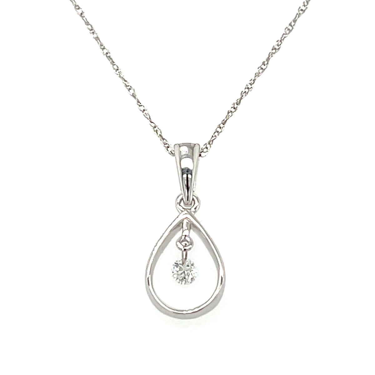 White 14 Karat Shimmering Diamonds Pendant