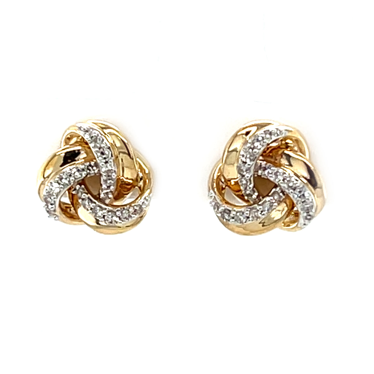 Yellow 10 Karat 0.16Cttw Love Knot Earrings