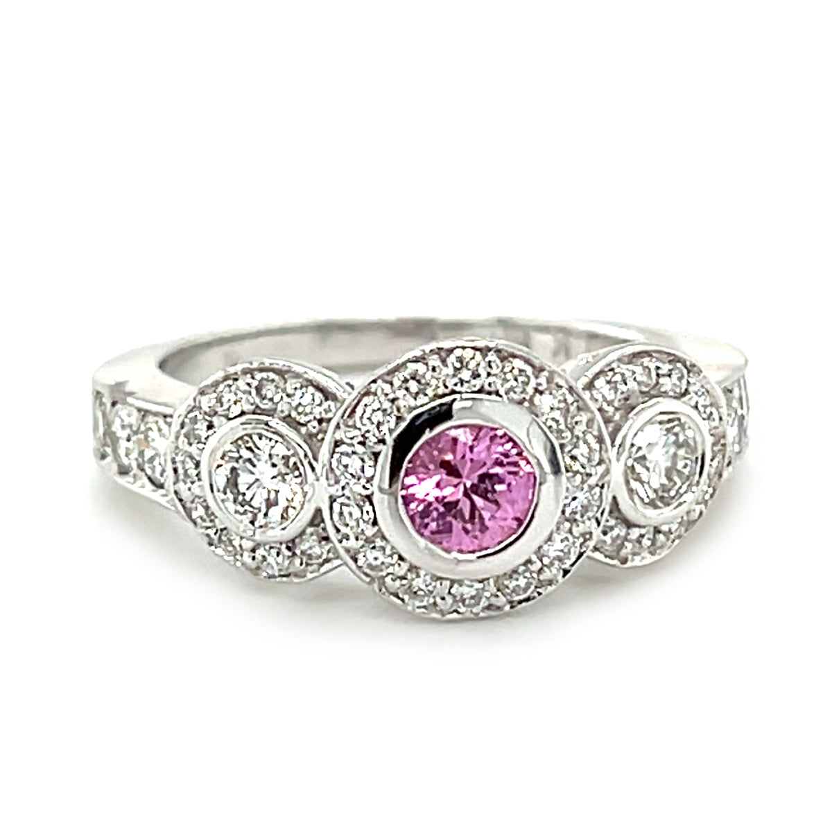 14 Karat White 3 Stone Ring