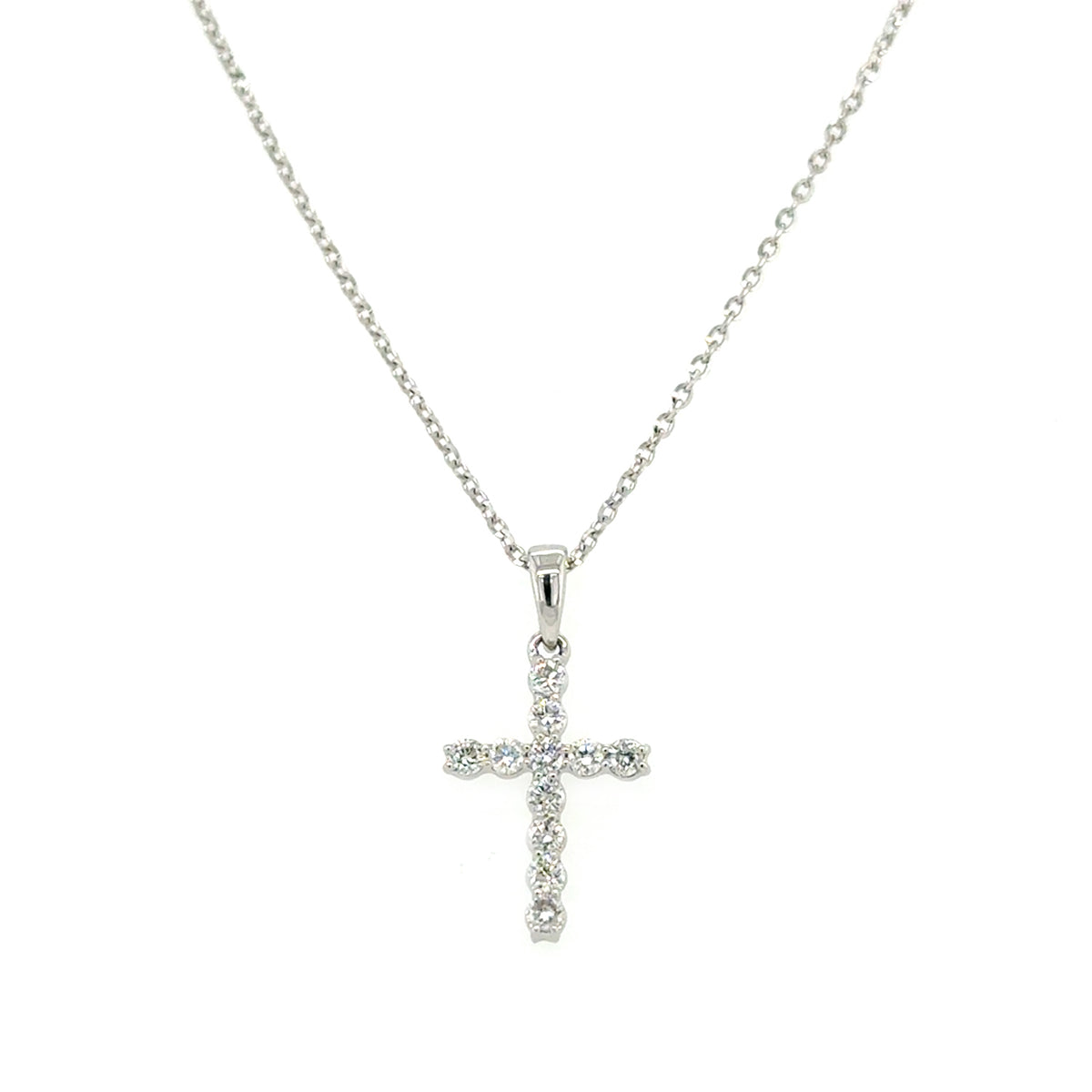 White 14 Karat Cross Pendant