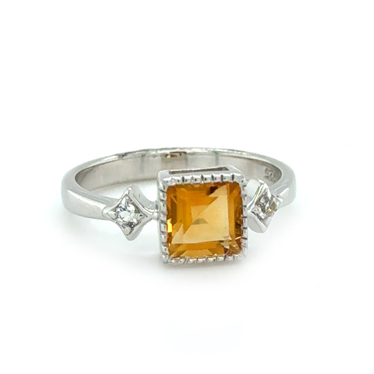 Sterling Silver Citrine And White Topaz Ring