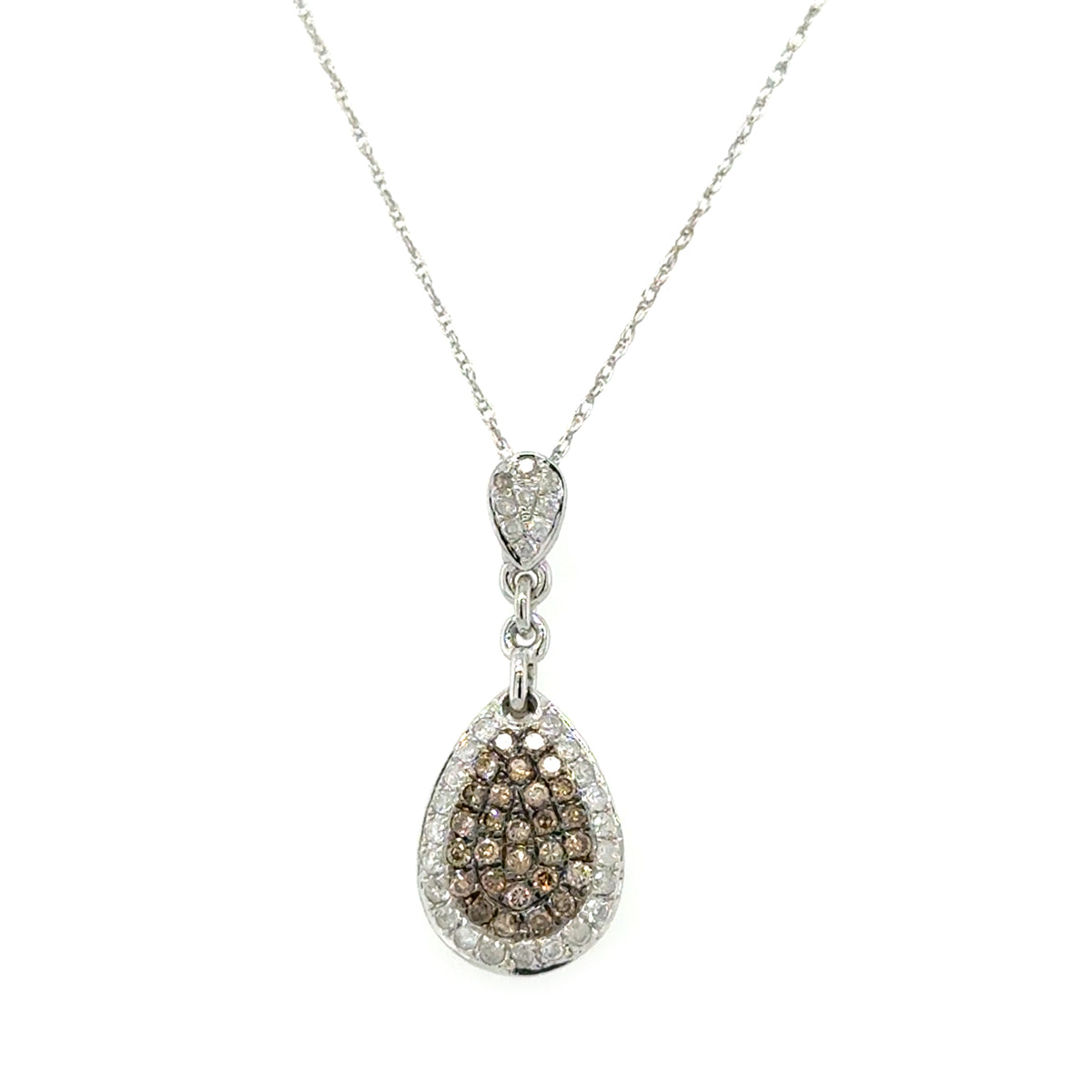 White 14 Karat 0.35Cttw Mocha And White Diamonds Pendant