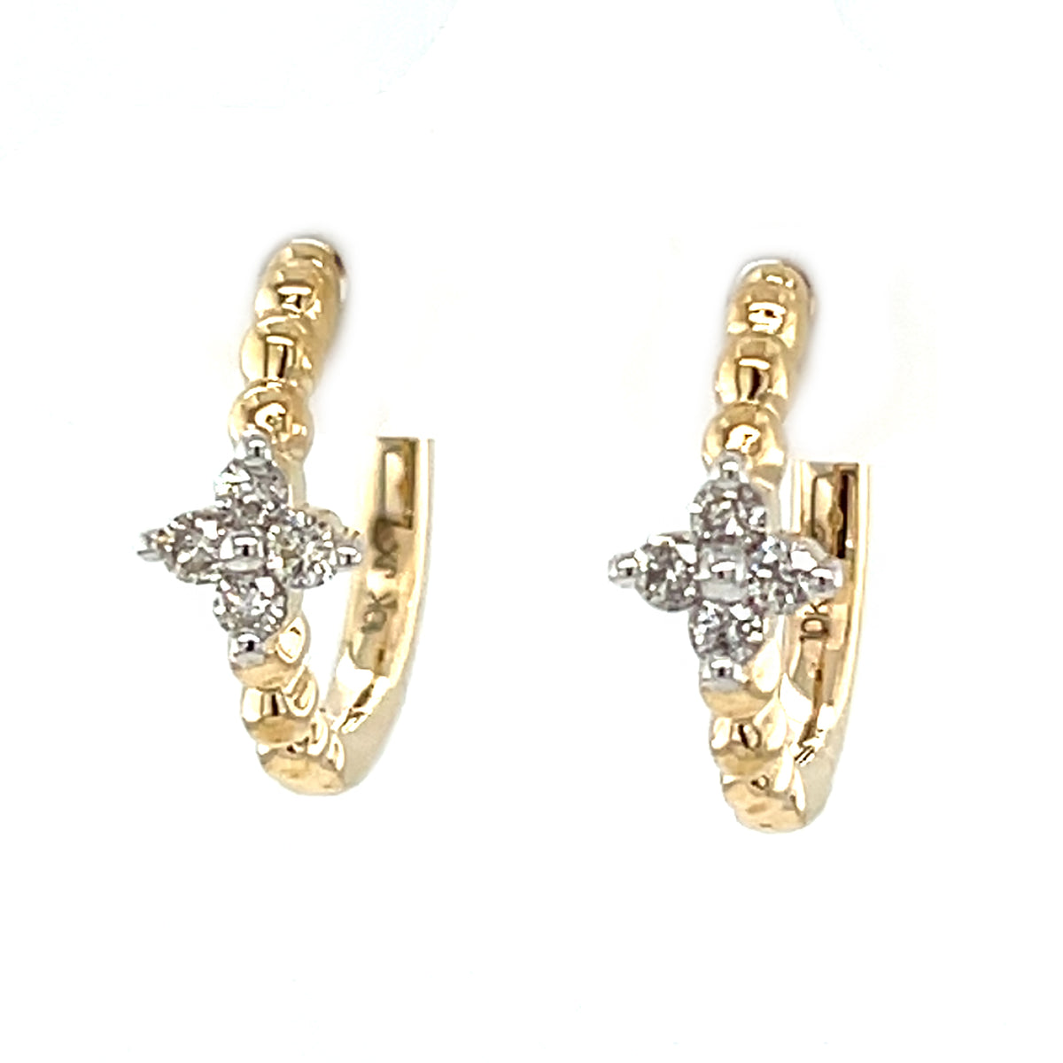 Yellow 10 Karat 0.20Cttw Flower Earrings