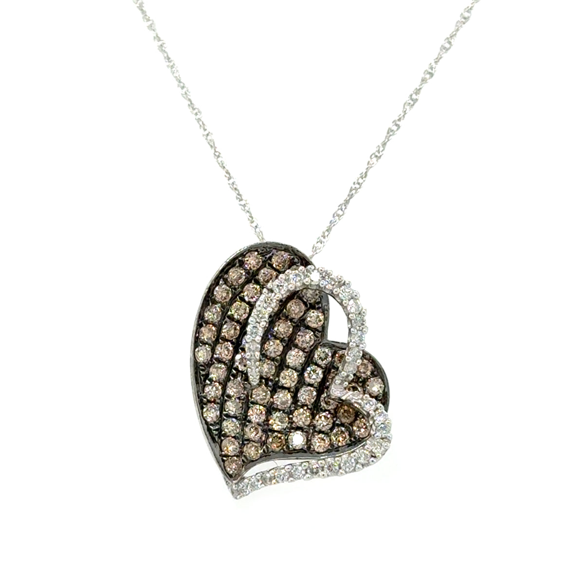 White 14 Karat 0.35Cttw Mocha And White Diamonds Pendant