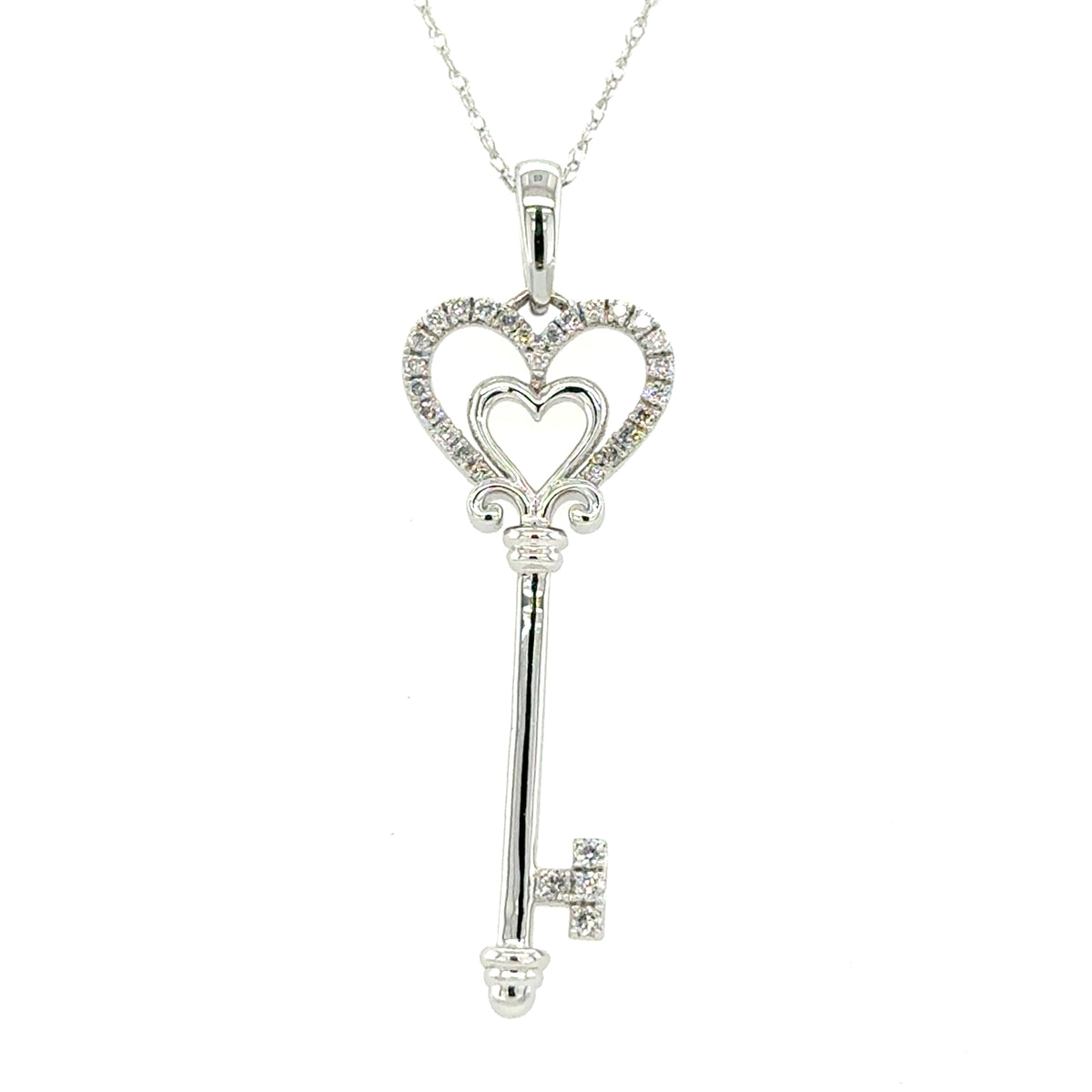 White 14 Karat Key Pendant