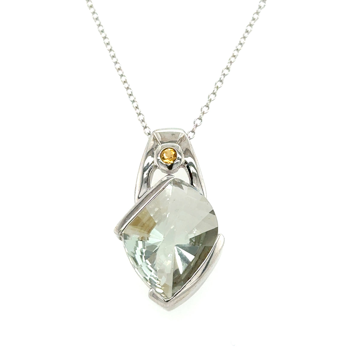 Sterling Silver Green Amethyst Pendant