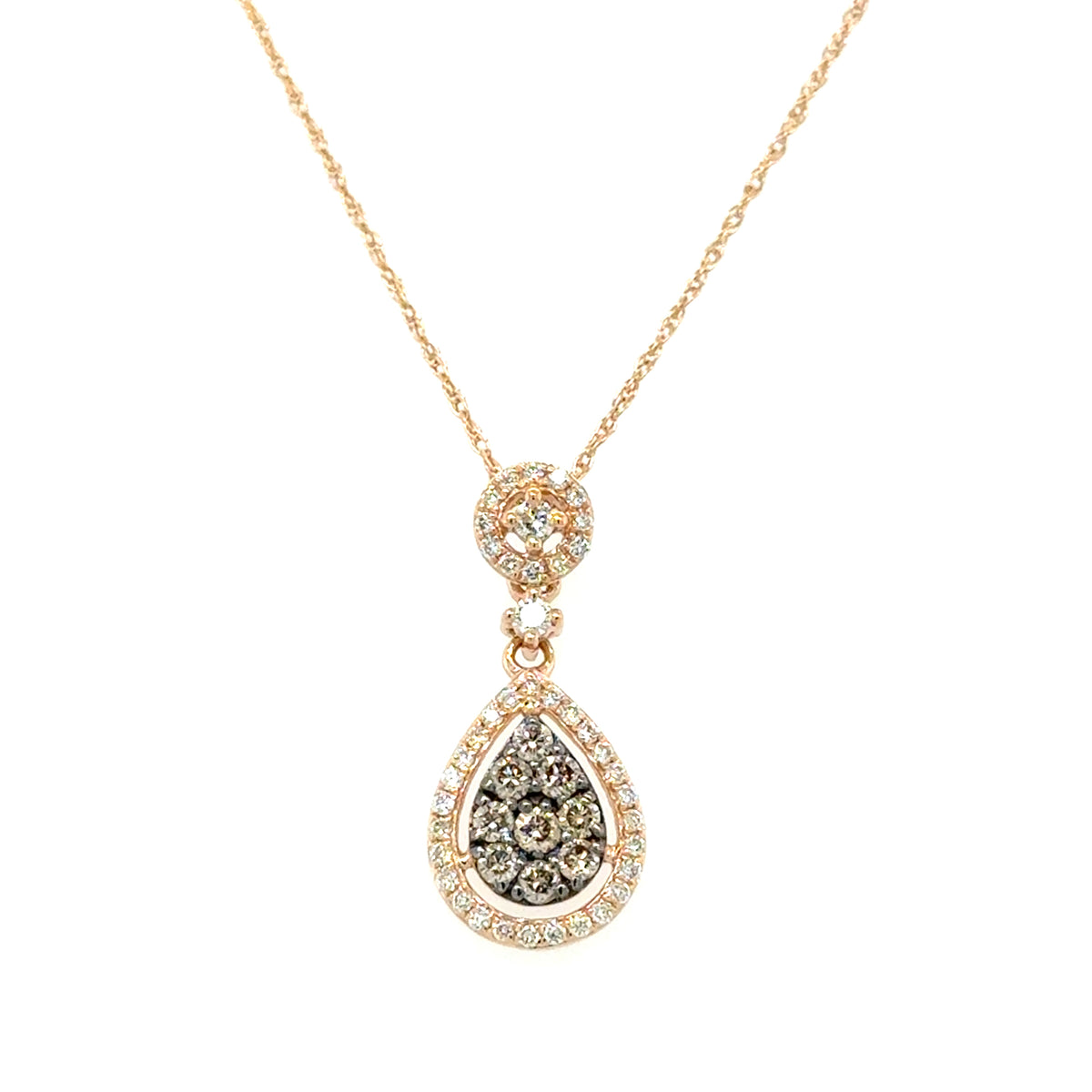 Pink 14 Karat 0.35Cttw Mocha And White Diamonds Pendant