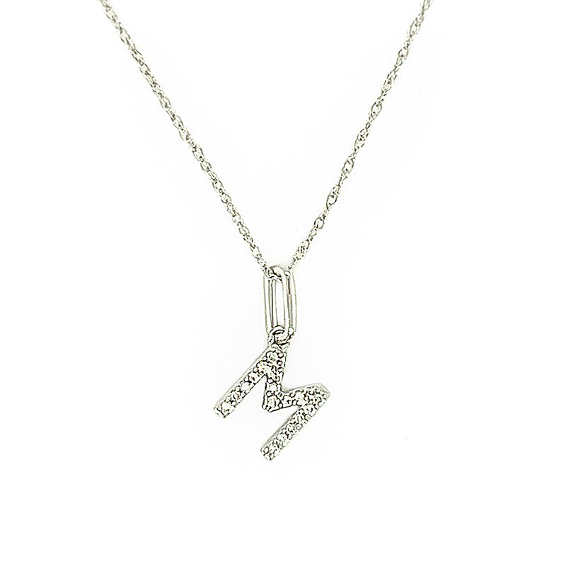 Diamond &quot;M&quot; Pendant Necklace