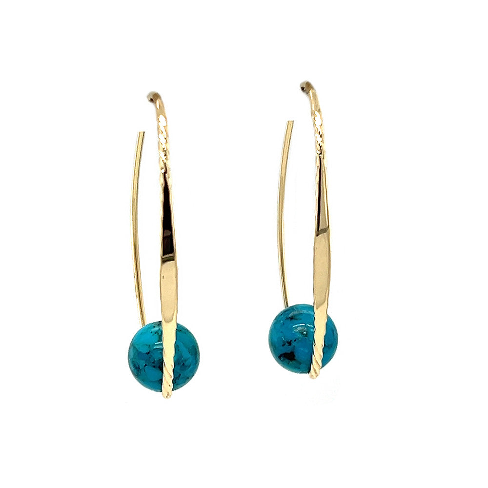 14K Yellow Gold Turquoise Earrings