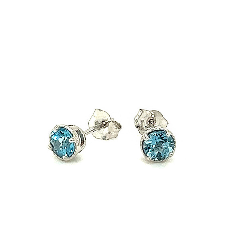 Blue Topaz Stud Earrings