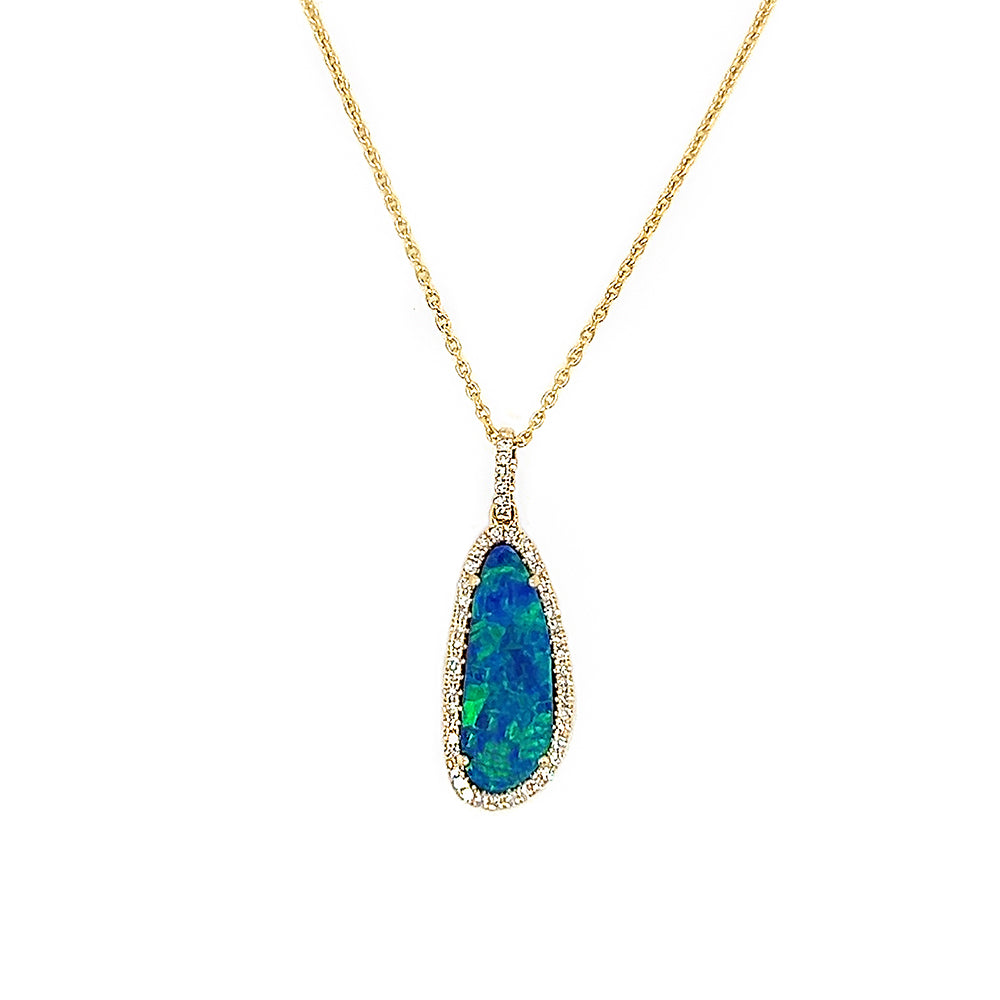 14k Yellow Black Opal Pendant