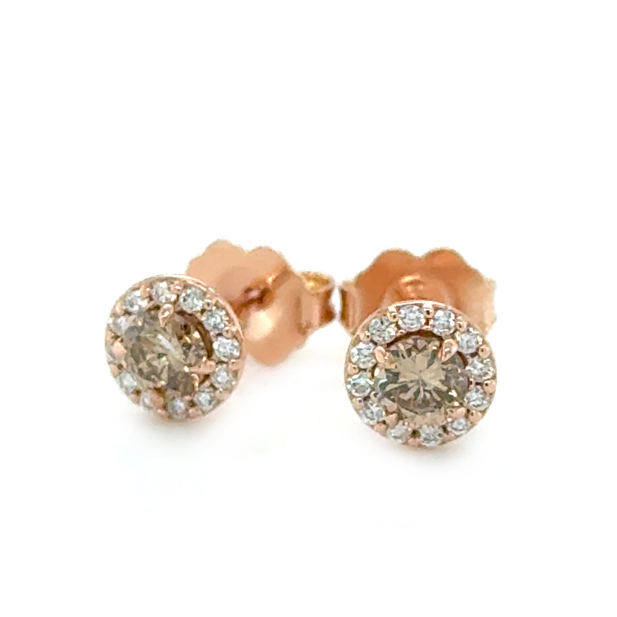 Pink 14 Karat Halo Earrings