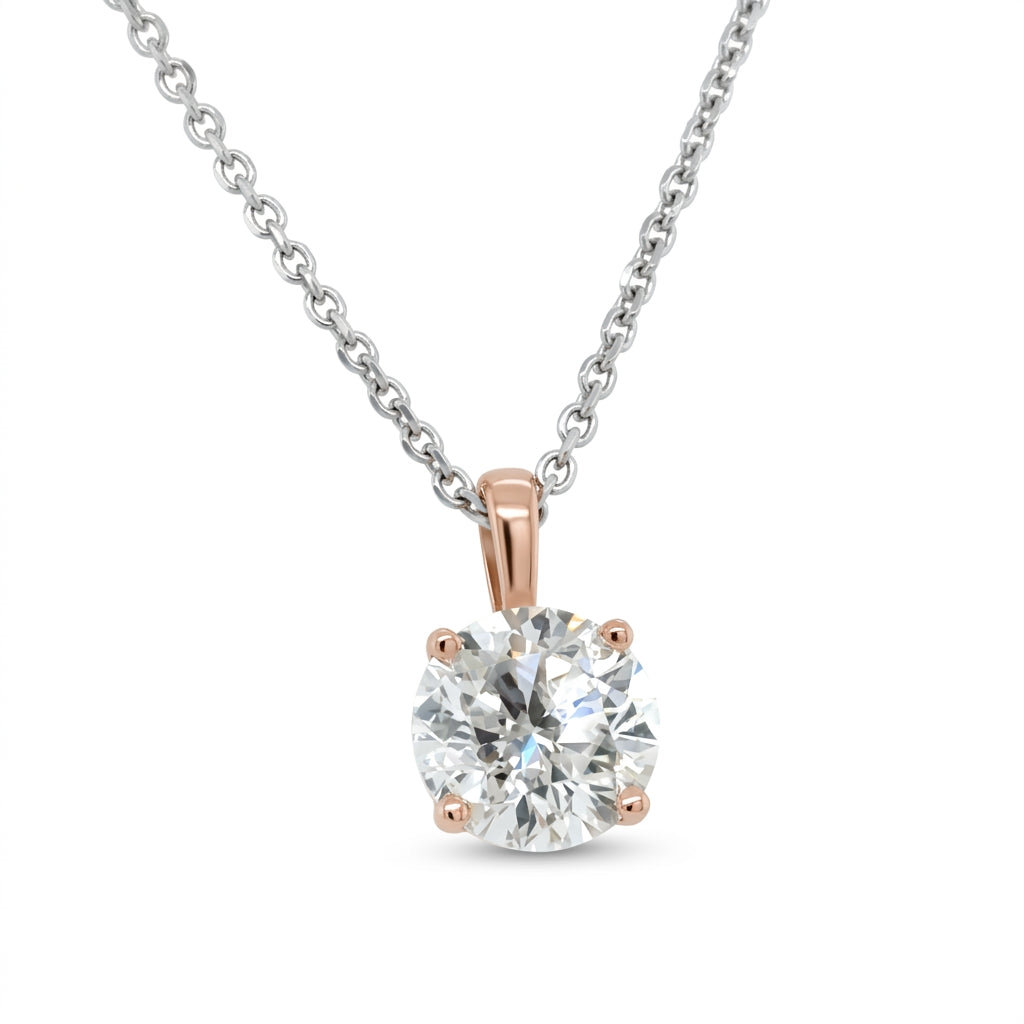 Two Tone 14 Karat Solitaire Pendant