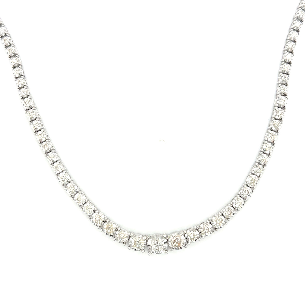 White 14 Karat Graduated Riviera Necklace