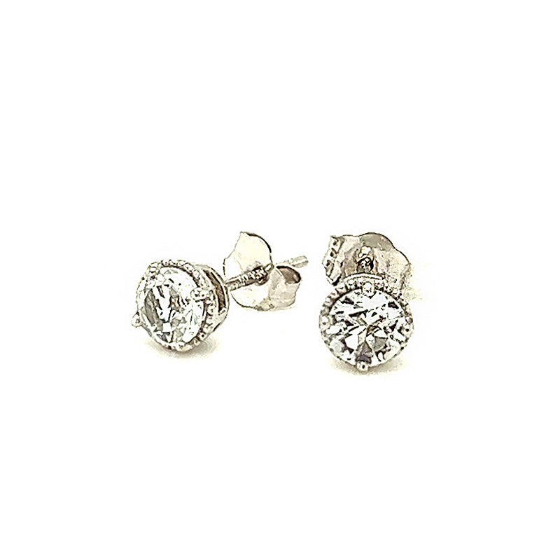 White Topaz Stud Earrings