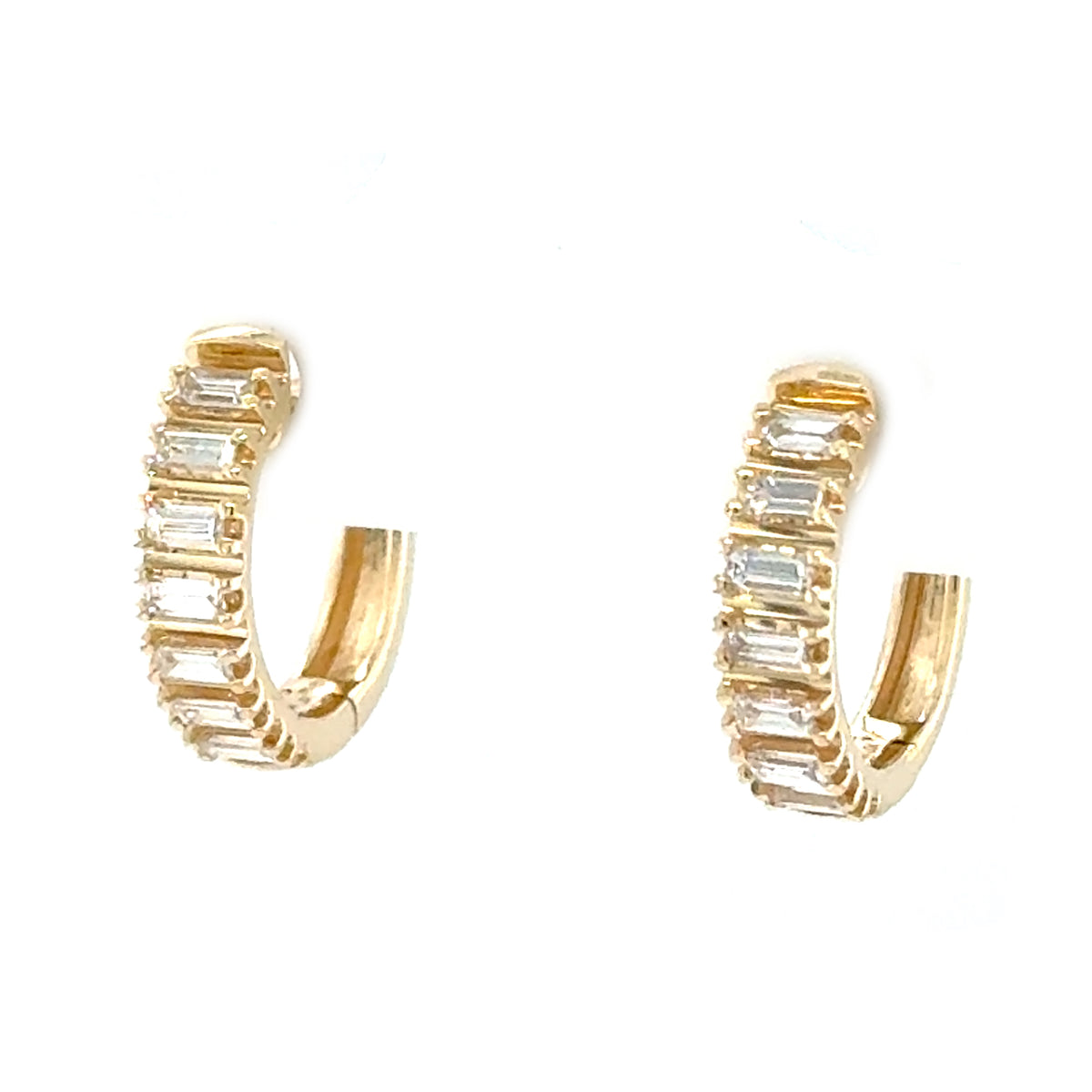 Yellow 10 Karat Baguette Hoops Earrings