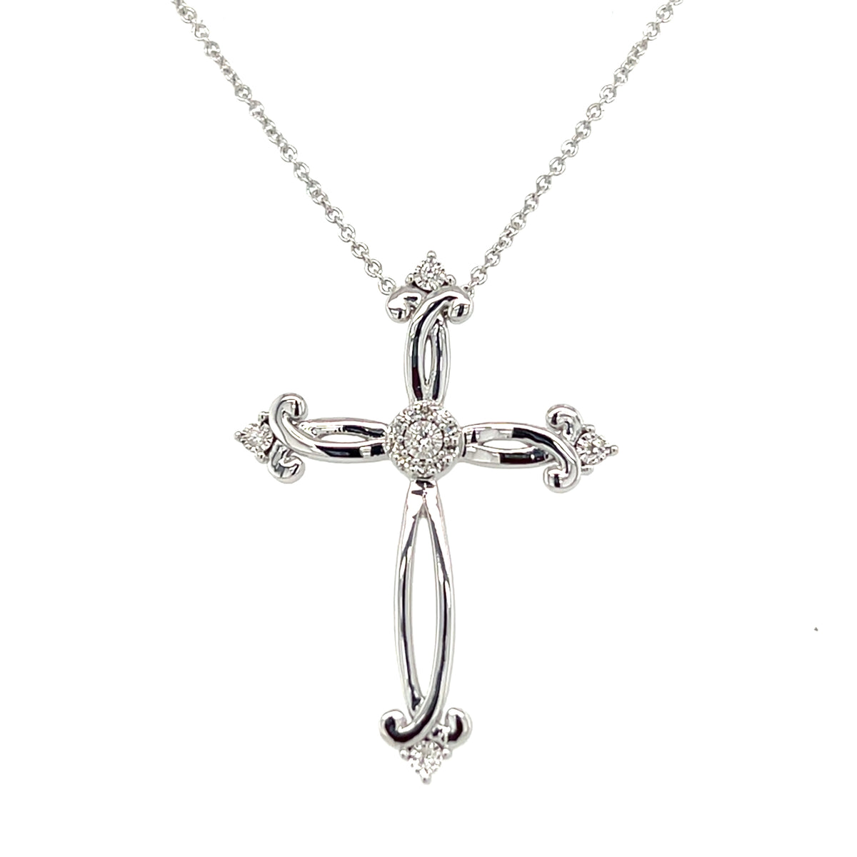 Sterling Silver 0.08Cttw Cross Pendant