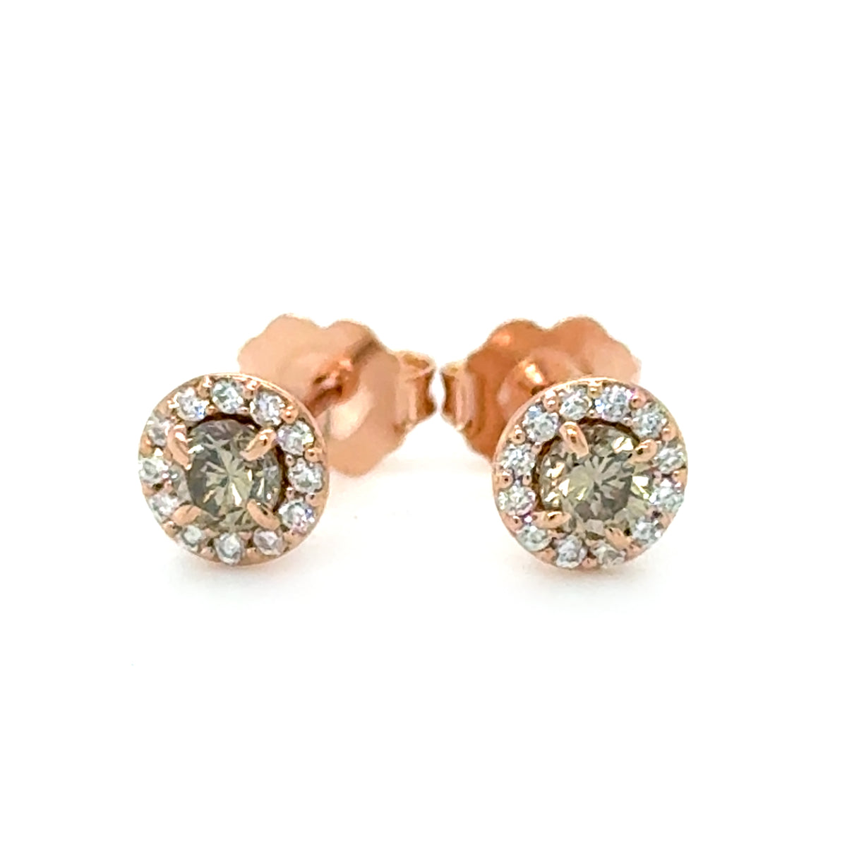 Pink 14 Karat Halo Earrings