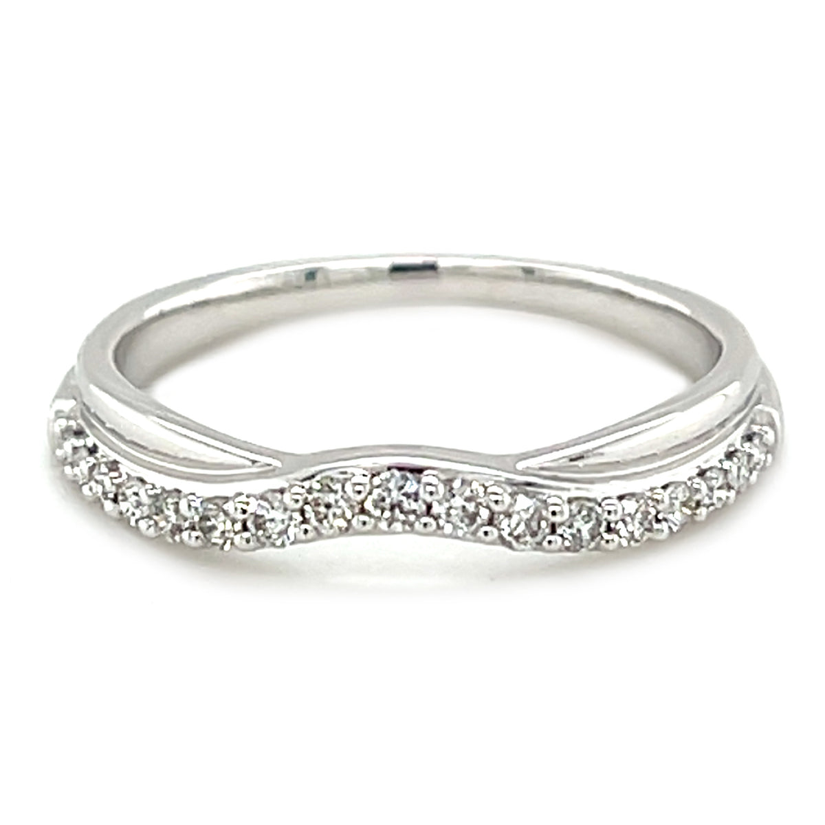 White 14 Karat Curved Wedding Band