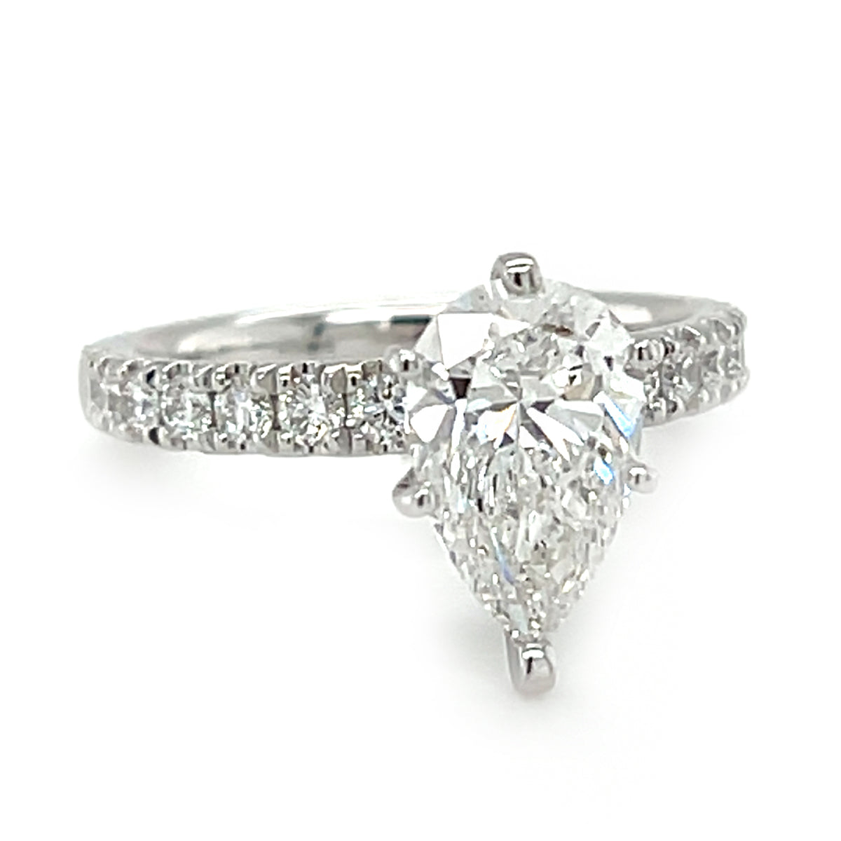 White 14 Karat Engagement Ring  LAB GROWN