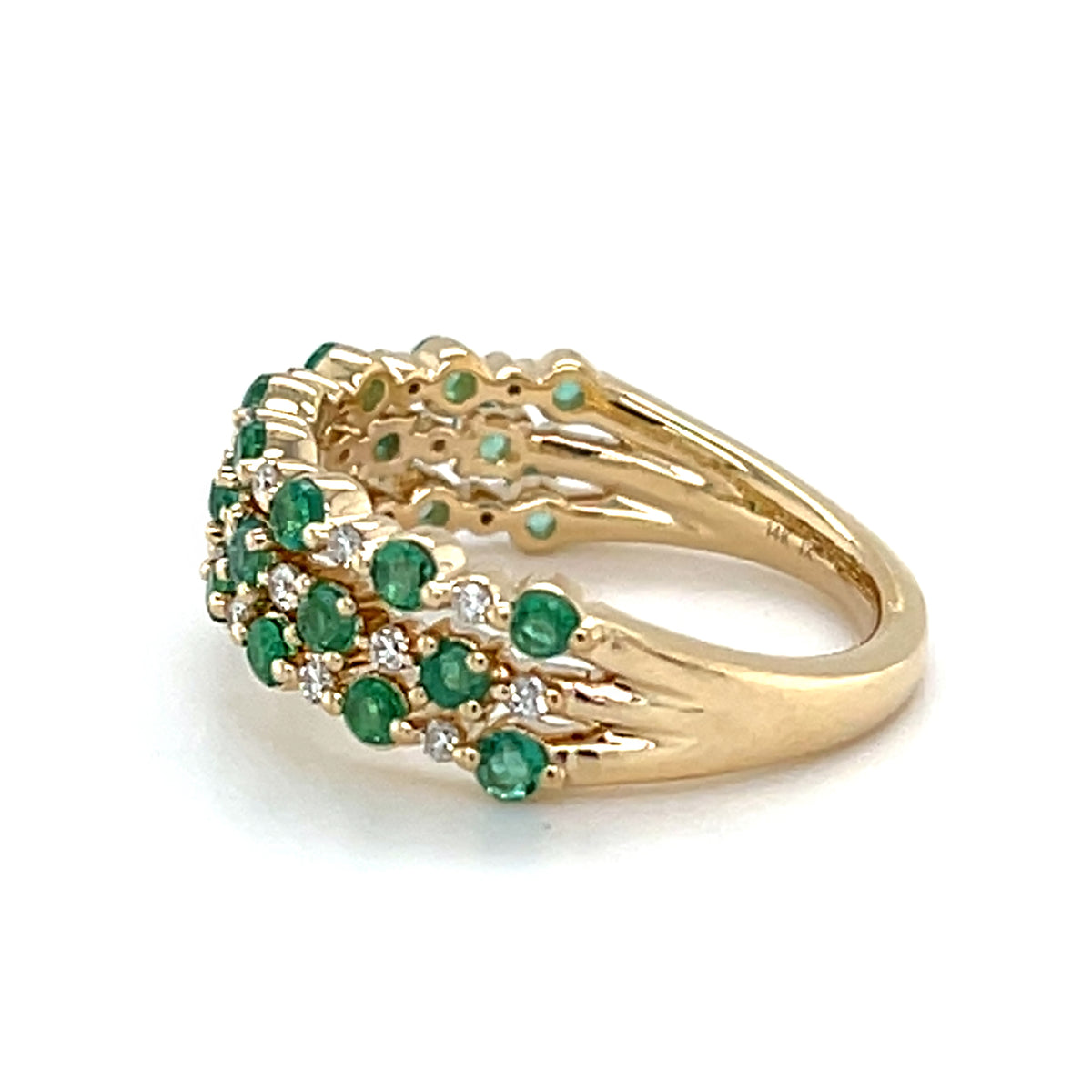 14 Karat Yellow Emerald and Diamond Ring