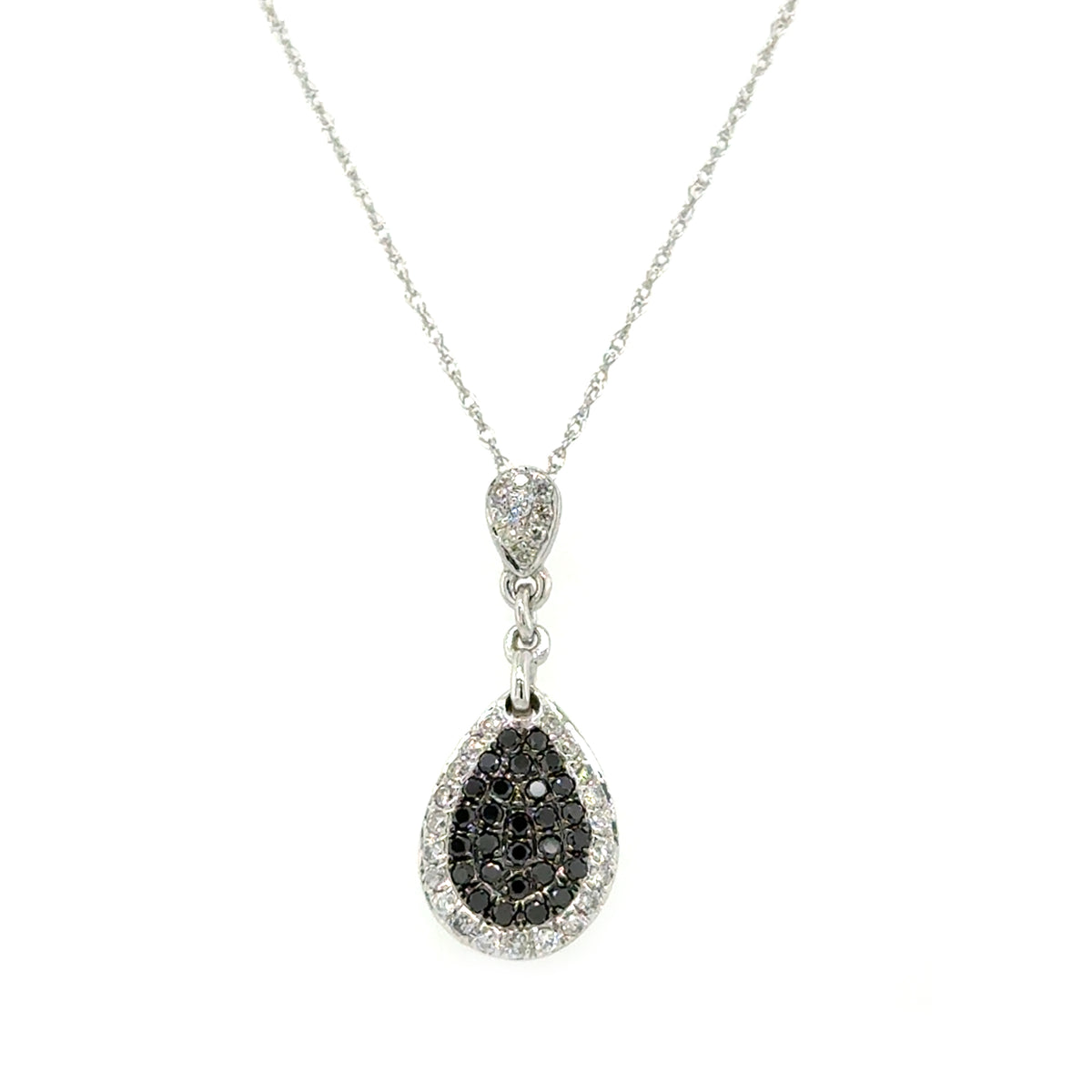White 14 Karat 0.35Cttw Black And White Diamonds Pendant