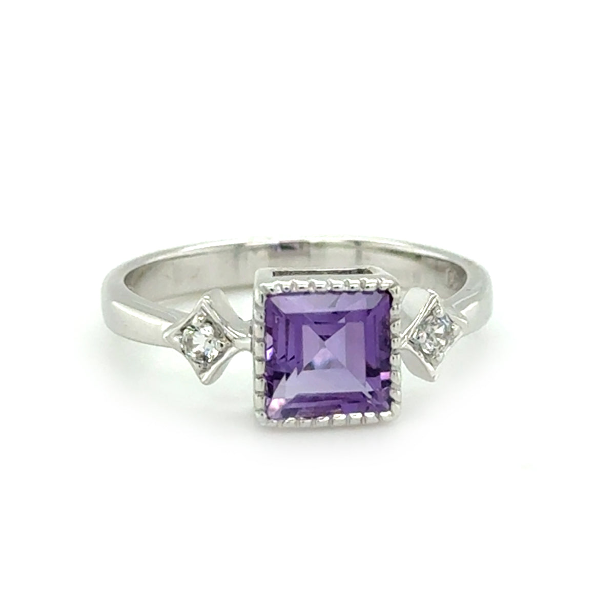 Sterling Silver Amethyst And White Topaz Ring