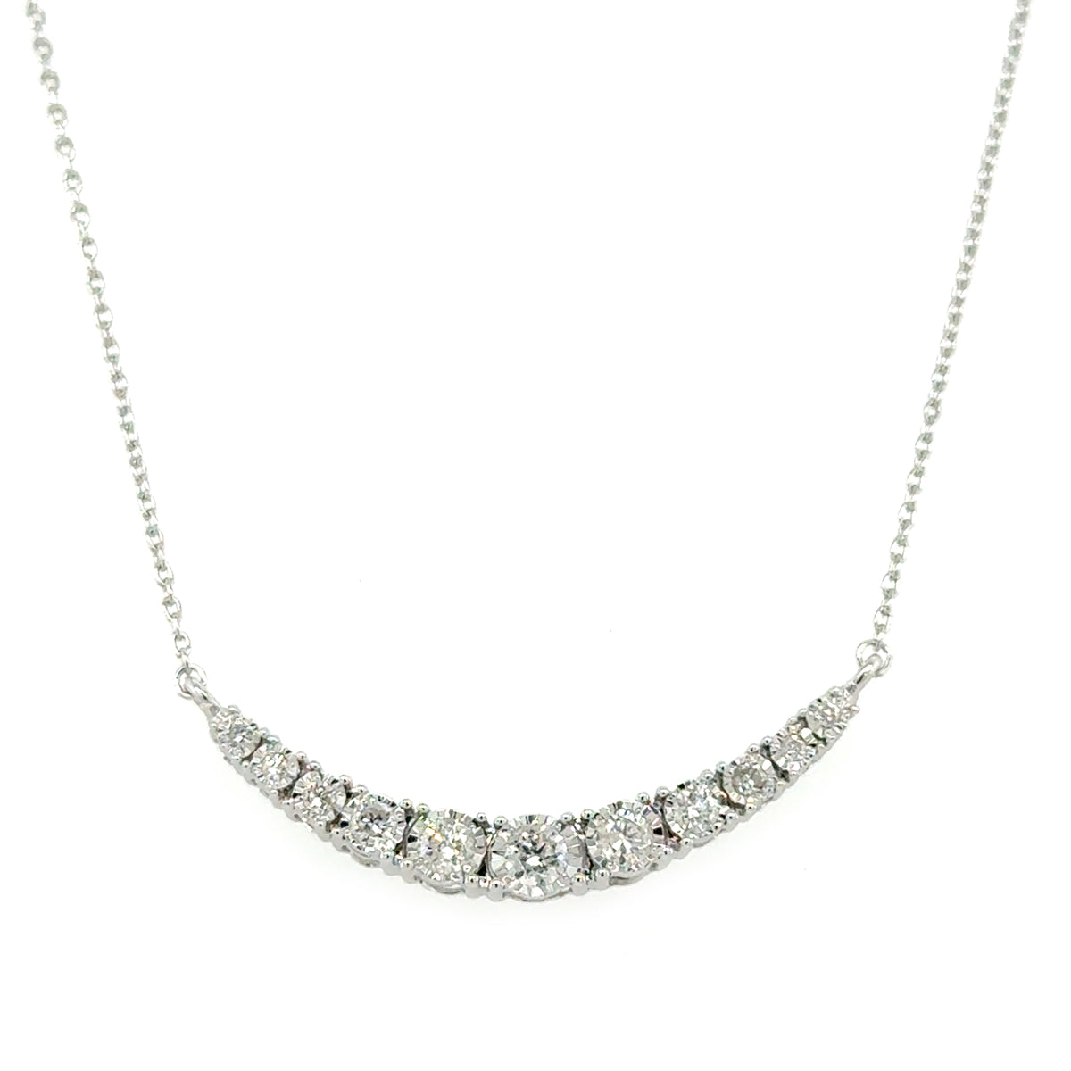 White 14 Karat Curved Bar Pendant