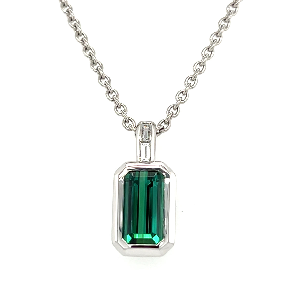 White 14 Karat Tourmaline Pendant