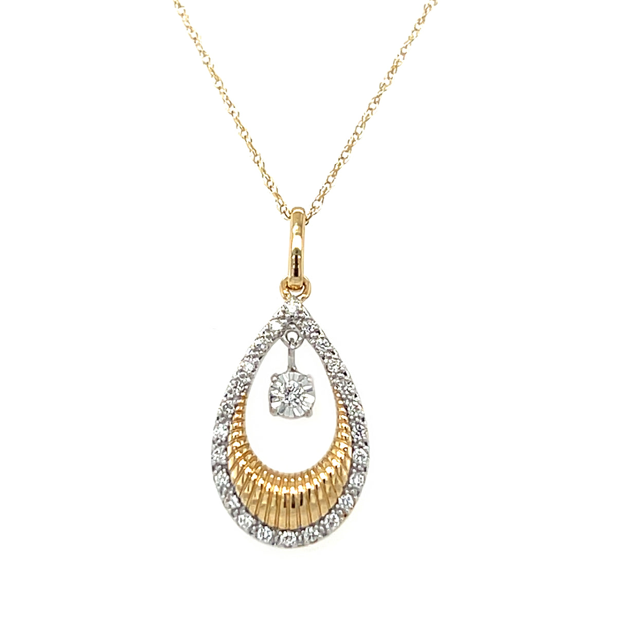 Yellow 14 Karat Shimmering Diamonds Pendant