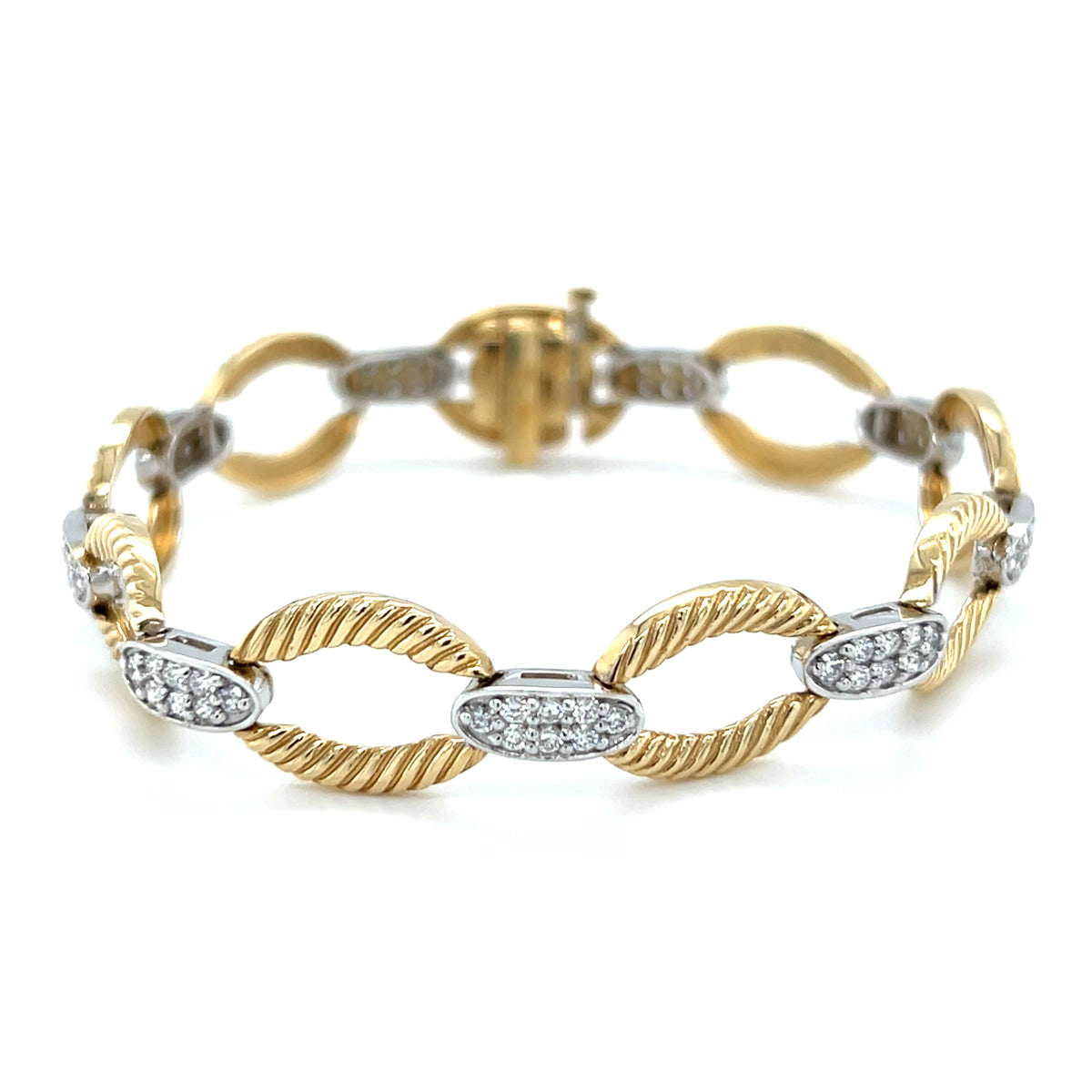 Two Tone 14 Karat Oval Link Bracelet