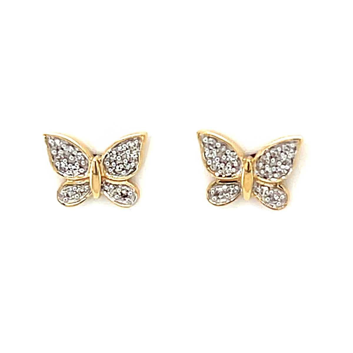 Yellow 10 Karat 0.10Cttw Butterflies Earrings