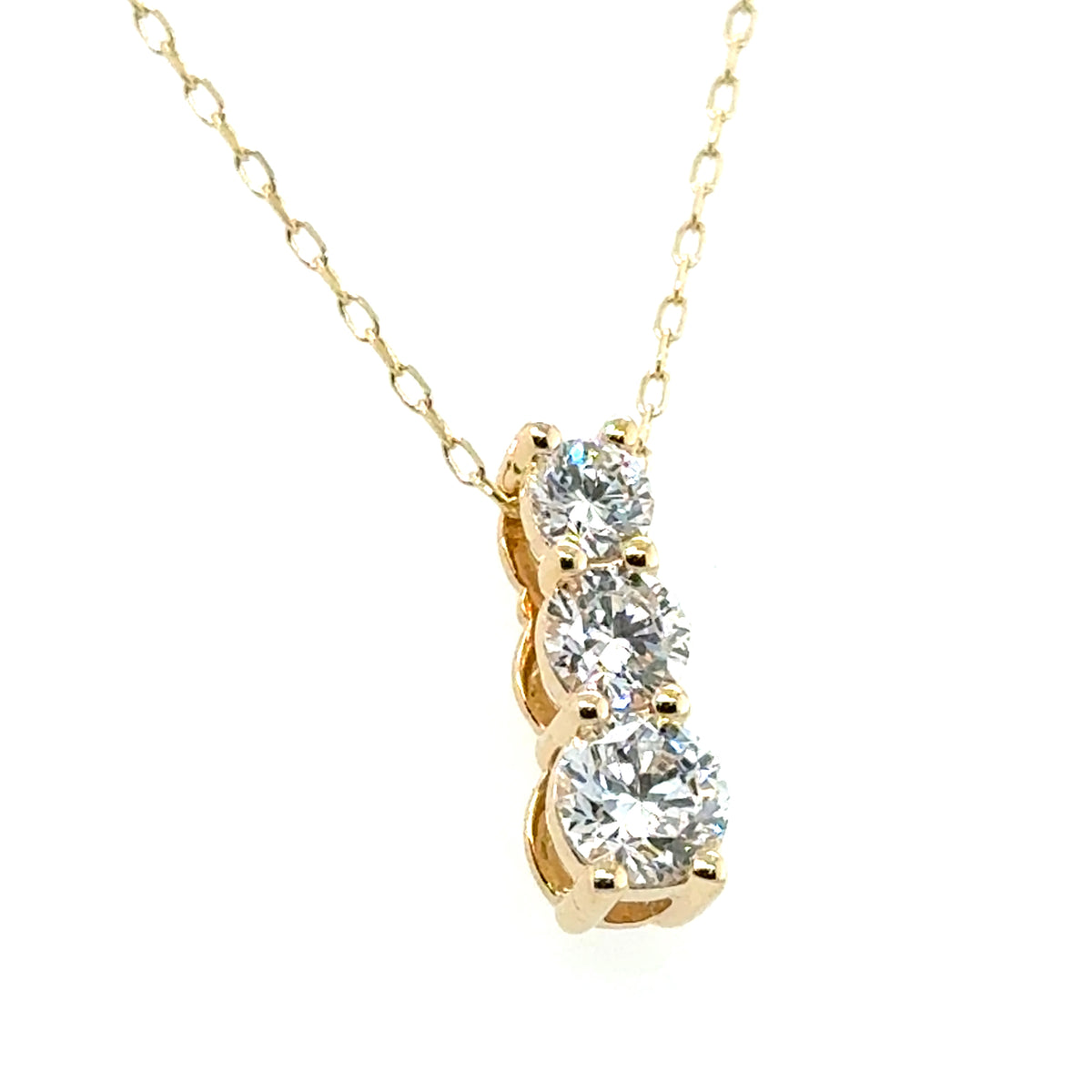 Yellow 14 Karat 3 Stone Pendant
