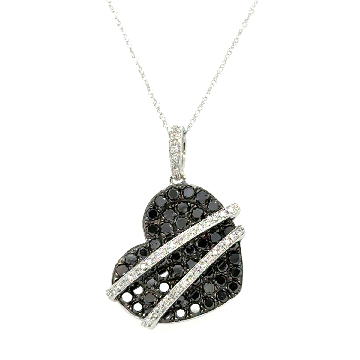 White 14 Karat 1.44 Cttw Black And White Diamonds Pendant