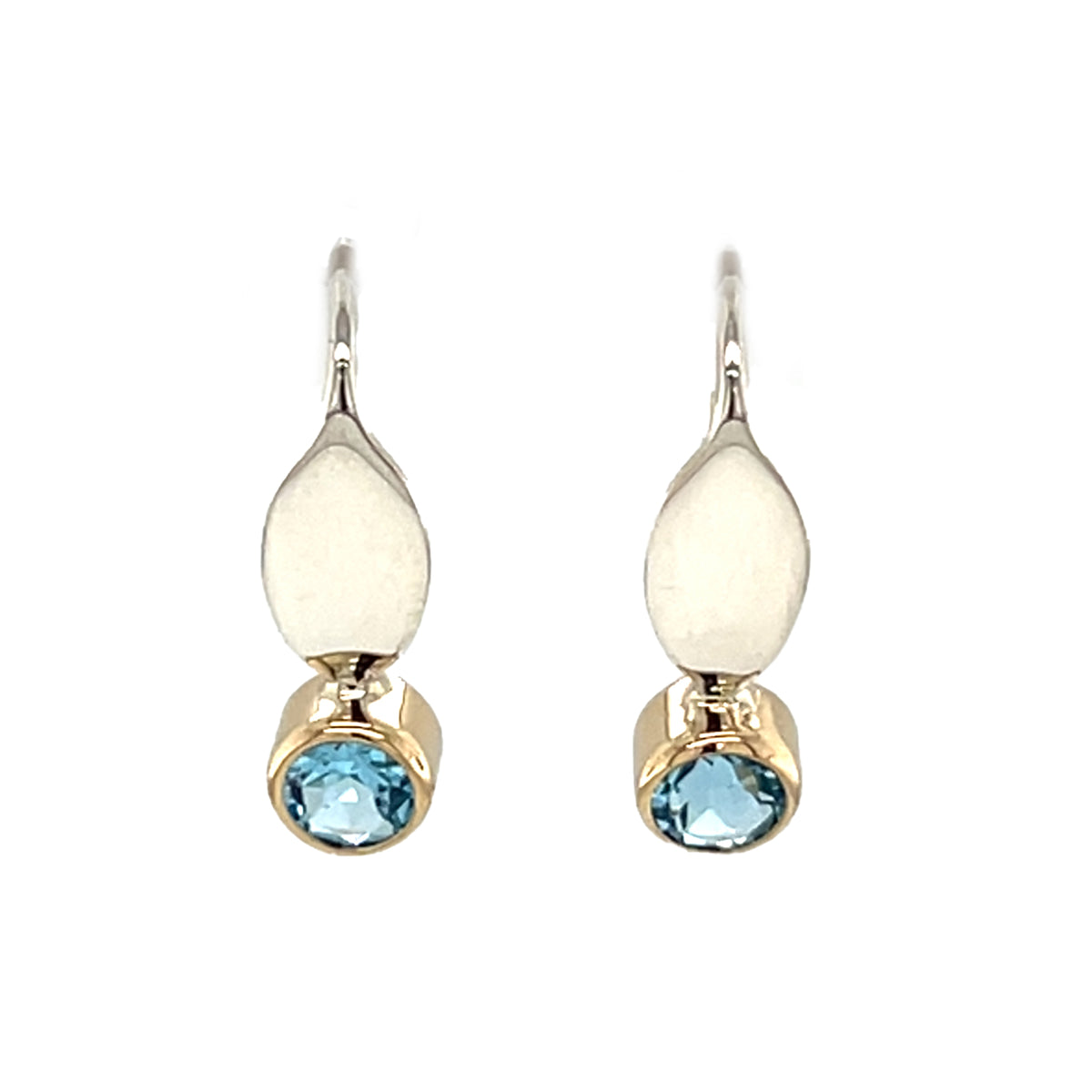 14K Yellow/ Sterling Silver Blue Topaz Earrings