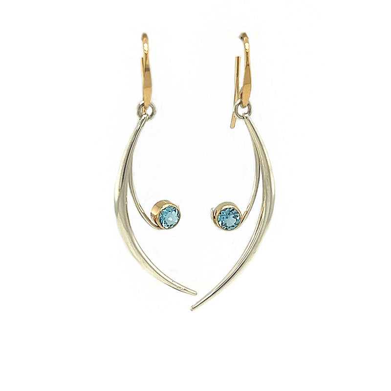 14k Yellow Gold and Sterling Silver Drop Earrings