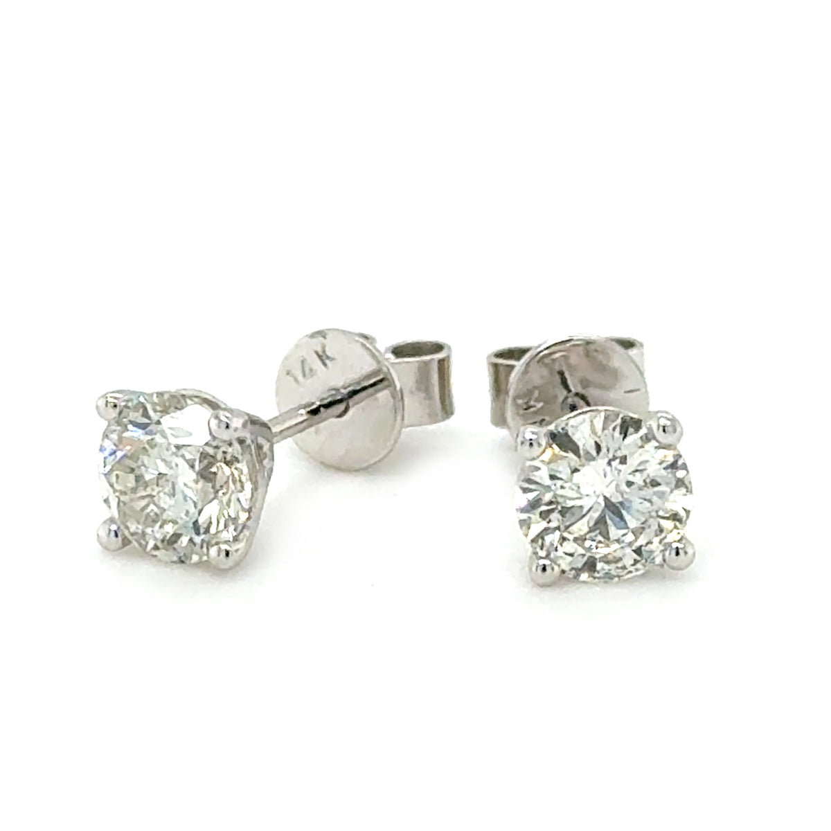 White 14 Karat Stud Earrings