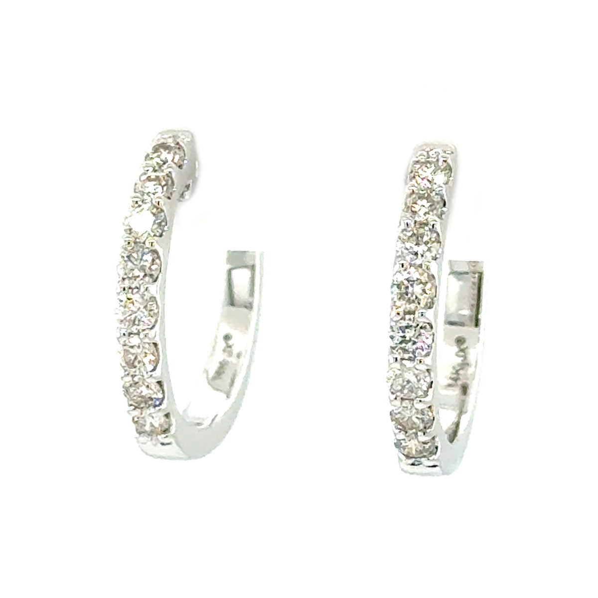 White 14 Karat Hoop Earrings
