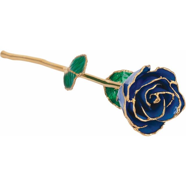 "Sapphire" Rose with 24k Gold Trim