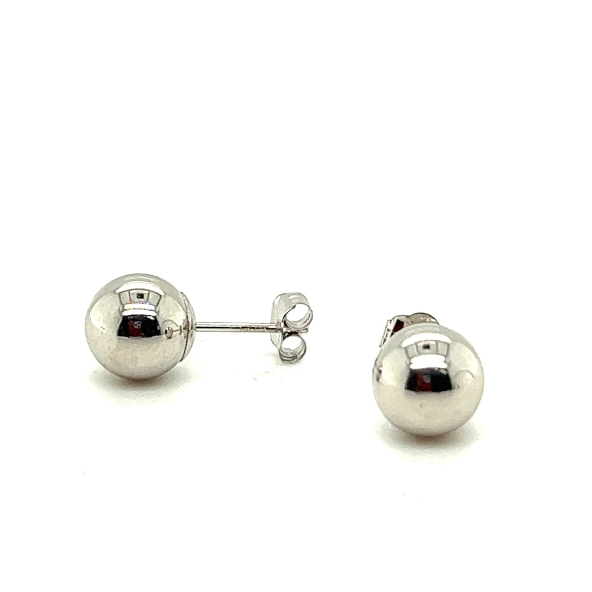 14K White Gold Ball Earrings