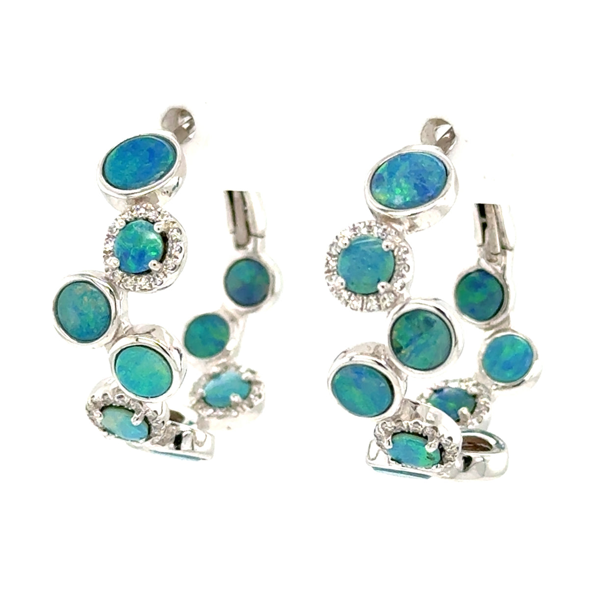 Opal &amp; Diamond Hoop Earrings
